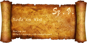 Szűcs Vid névjegykártya